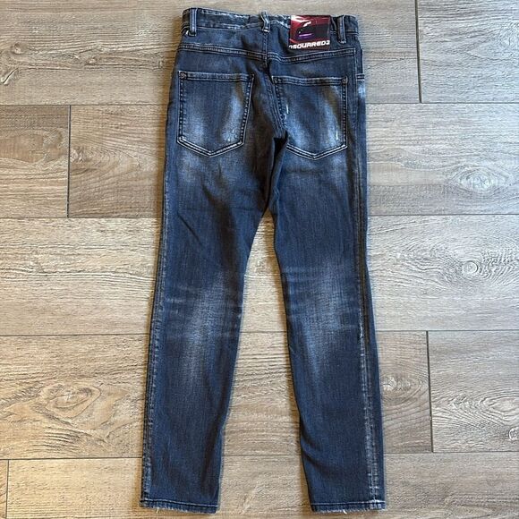 DSQUARED2 Kids Slim Straight Leg Jeans in Washed Black Intentional Worn in Look - Picture 7 of 8